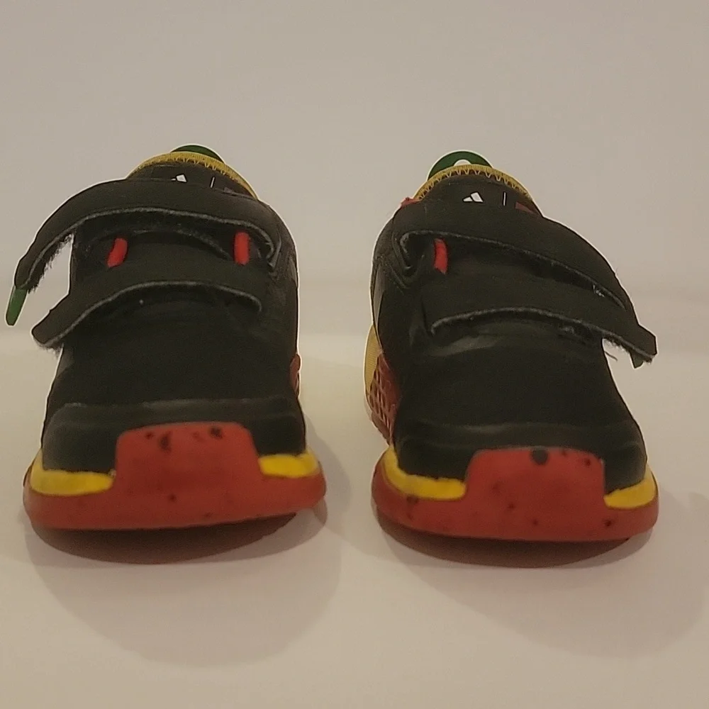 adidas Kids Black, Red, and Yellow Sneakers Skze 7 Lego Sneakers Hook And Loop C